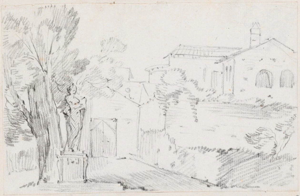 Angolo di un giardino italiano con una chiesa - National Gallery of Art